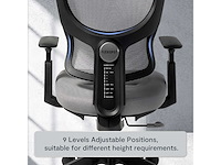 Bureaustoel ergonomische stoel compacte rugsteun 120° vergrendeling 360° rotatie (grijs) - afbeelding 7 van  8