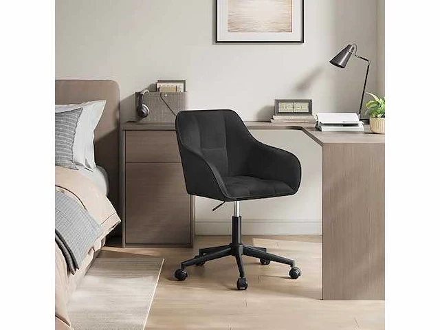 Bureaustoel, ergonomische stoel, fluweel, zwart - afbeelding 1 van  3