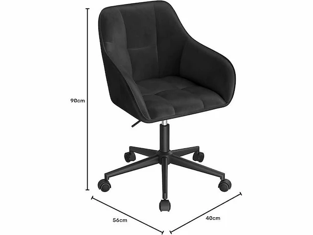 Bureaustoel, ergonomische stoel, fluweel, zwart - afbeelding 3 van  3