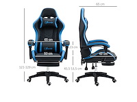 Bureaustoel, gamingstoel, 1 hoofdsteun, 1 lendensteun, blauw + zwart - afbeelding 3 van  6