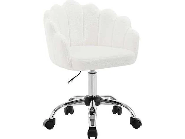 Bureaustoel, kaptafelstoel, bloemblaadjesontwerp, fluweel, beige - afbeelding 1 van  4
