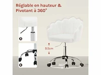 Bureaustoel, kaptafelstoel, bloemblaadjesontwerp, fluweel, beige - afbeelding 2 van  4