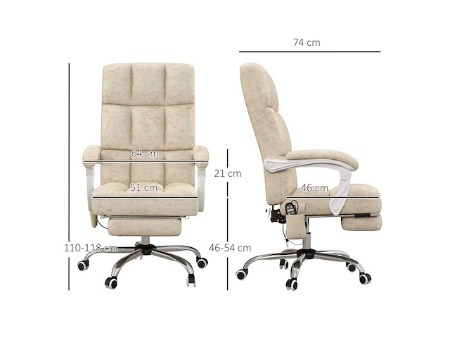 Bureaustoel met massage- en verwarmingsfunctie - afbeelding 4 van  9