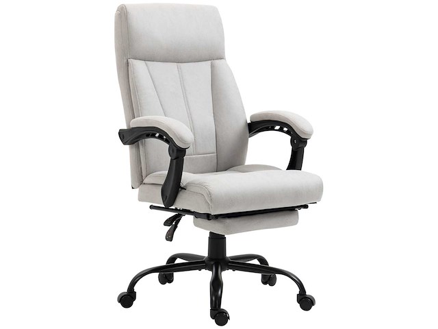 Bureaustoel met massagefunctie, computerbureaustoel, lendenverwarmer, kantelfunctie, lichtgrijs - afbeelding 2 van  4
