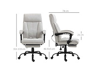 Bureaustoel met massagefunctie, computerbureaustoel, lendenverwarmer, kantelfunctie, lichtgrijs - afbeelding 3 van  4
