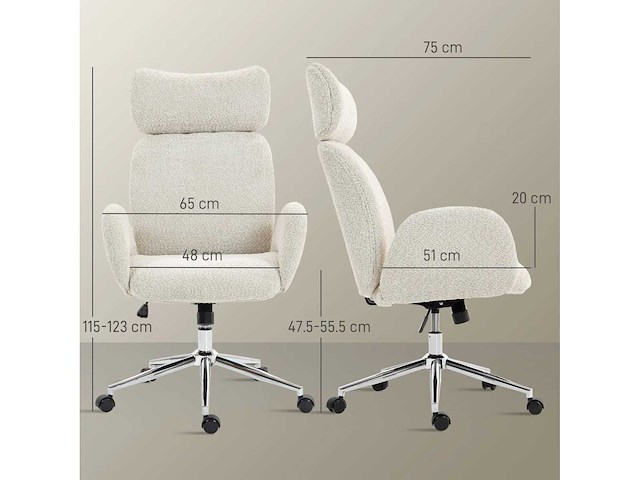 Bureaustoel met verstelbare hoofdsteun, ergonomische bureaustoel - afbeelding 4 van  6