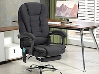 Bureaustoel met verwarmde massage met verstelbare hoogte achterleuning in zwart linnen canvas - afbeelding 1 van  11