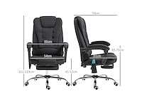 Bureaustoel met verwarmde massage met verstelbare hoogte achterleuning in zwart linnen canvas - afbeelding 4 van  11