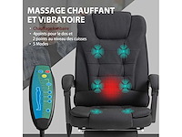 Bureaustoel met verwarmde massage met verstelbare hoogte achterleuning in zwart linnen canvas - afbeelding 5 van  11