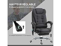 Bureaustoel met verwarmde massage met verstelbare hoogte achterleuning in zwart linnen canvas - afbeelding 7 van  11