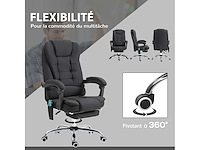 Bureaustoel met verwarmde massage met verstelbare hoogte achterleuning in zwart linnen canvas - afbeelding 8 van  11