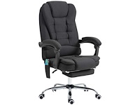 Bureaustoel met verwarmde massage met verstelbare hoogte achterleuning in zwart linnen canvas - afbeelding 3 van  11