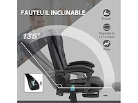 Bureaustoel met verwarmde massage met verstelbare hoogte achterleuning in zwart linnen canvas - afbeelding 8 van  11