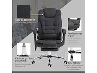 Bureaustoel met verwarmde massage met verstelbare hoogte achterleuning in zwart linnen canvas - afbeelding 11 van  11