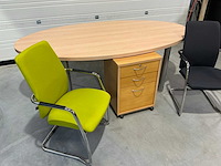 Bureautafel ovaal + stoelen & kastje - afbeelding 2 van  6