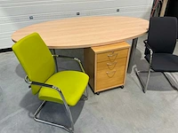 Bureautafel ovaal + stoelen & kastje - afbeelding 2 van  6