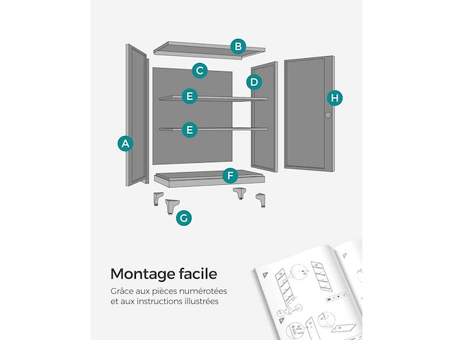 Bureauvoetstuk, multifunctionele kast, 2-deurs kantoorkast, afsluitbaar - afbeelding 3 van  3