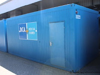 Bureelcontainer pl 6x3, vv dagramen, 2 deuren, keukentje, ijskastje, tafels, 2 stoelen, radiator