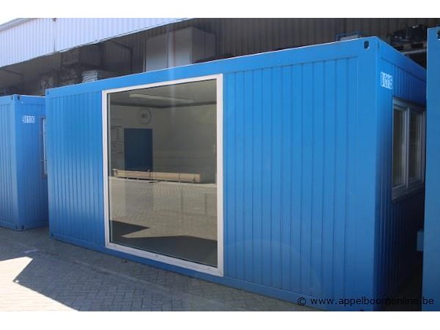 Bureelcontainer plm 6x3, vv dagramen en grote raam, tafels en radiator - afbeelding 1 van  4