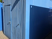 Bureelcontainer plm 6x3m, dagramen, tafel, kast, ijskastje en radiator