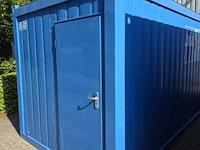 Bureelcontainer plm 6x3m, dagramen, tafel, kast, ijskastje en radiator