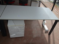 Bureeltafel 160x80x75 cm, bureelstoel, ladeblok met 3 laden, pc beugel - afbeelding 3 van  8