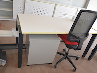 Bureeltafel 160x80x75 cm, pc beugel, bureelstoel, ladeblok met 1 deur