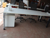 Bureeltafel 240x100x75 cm, ladeblok met 3 laden, 2 bureelstoelen, 2 pc beugels - afbeelding 5 van  10