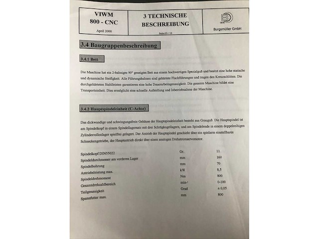 Burgsmüller - 2000 - viwm 800-cnc - verticale machinecentra - afbeelding 15 van  19