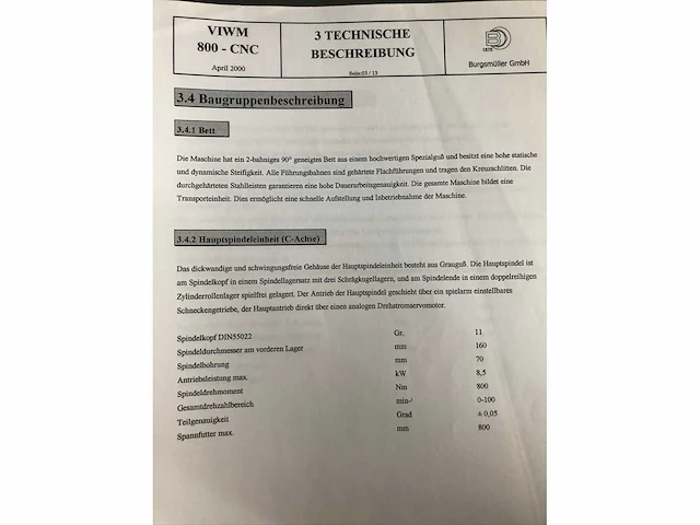 Burgsmüller - 2000 - viwm 800-cnc - verticale machinecentra - afbeelding 4 van  19