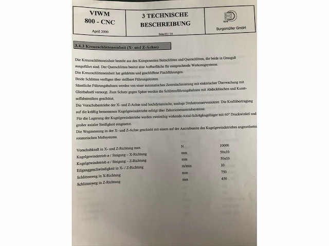 Burgsmüller - 2000 - viwm 800-cnc - verticale machinecentra - afbeelding 3 van  19