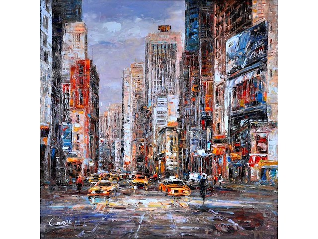 C. vevers – new york , 5th avenue - olie op doek - 100x100 cm - afbeelding 6 van  13