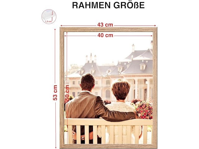 Cabbel 3-pack fotokader 40*50 bruine houten lijst - afbeelding 3 van  4