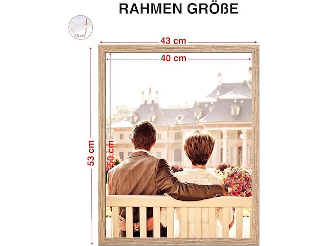 Cabbel 3-pack fotokader 40*50 bruine houten lijst - afbeelding 3 van  4