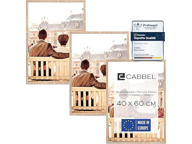 Cabbel 3-pack fotokader 40*50 bruine houten lijst - afbeelding 1 van  4