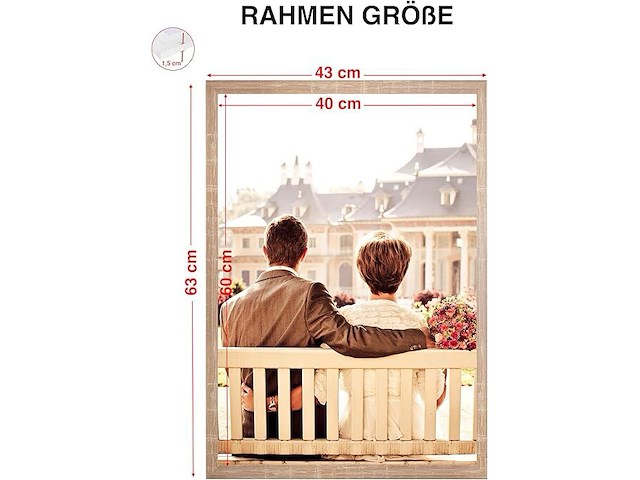 Cabbel 3-pack fotokader 40*50 bruine houten lijst - afbeelding 2 van  4