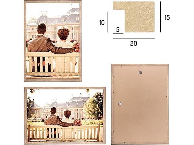 Cabbel 3-pack fotokader 40*50 bruine houten lijst - afbeelding 4 van  4