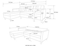 Cabriolet- en omkeerbare hoekbank - crèmekleurige stof met koord - afbeelding 5 van  14
