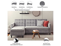 Cabriolet- en omkeerbare hoekbank - crèmekleurige stof met koord - afbeelding 9 van  14