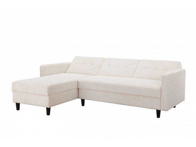 Cabriolet- en omkeerbare hoekbank - crèmekleurige stof met koord - afbeelding 10 van  14