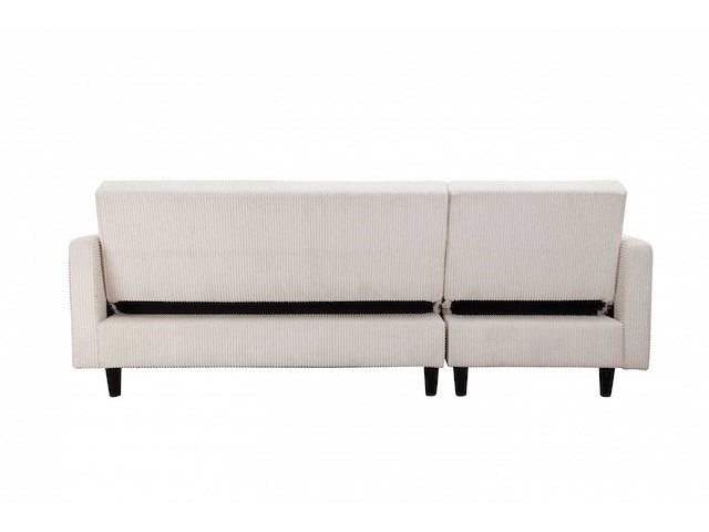 Cabriolet- en omkeerbare hoekbank - crèmekleurige stof met koord - afbeelding 11 van  14