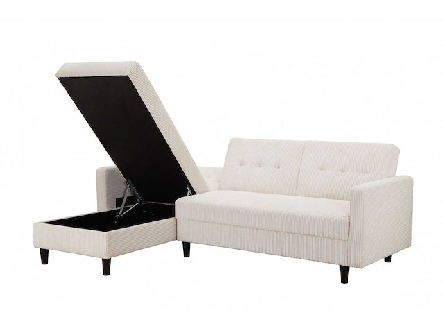 Cabriolet- en omkeerbare hoekbank - crèmekleurige stof met koord - afbeelding 12 van  14