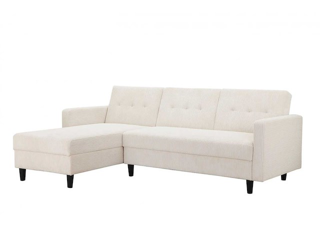 Cabriolet- en omkeerbare hoekbank - crèmekleurige stof met koord - afbeelding 13 van  14