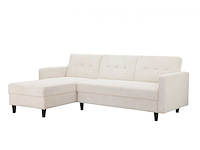 Cabriolet- en omkeerbare hoekbank - crèmekleurige stof met koord - afbeelding 13 van  14