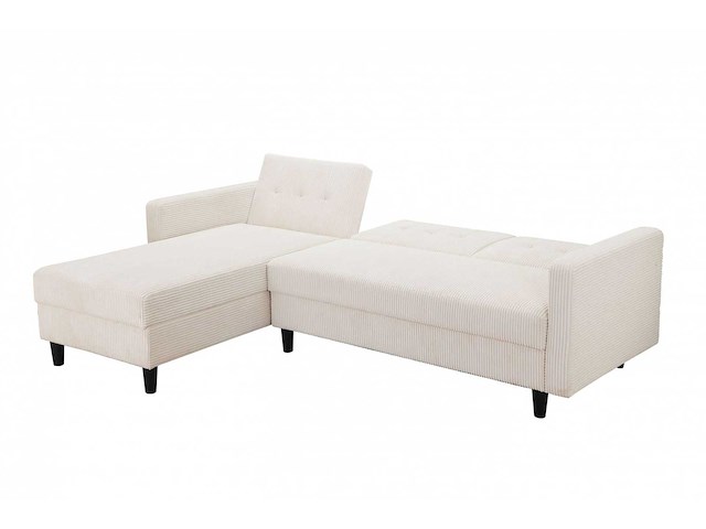 Cabriolet- en omkeerbare hoekbank - crèmekleurige stof met koord - afbeelding 14 van  14