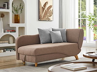 Cabriolet linker chaise longue in bruine stof met opbergdoos - afbeelding 1 van  10