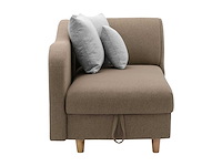 Cabriolet linker chaise longue in bruine stof met opbergdoos - afbeelding 4 van  10