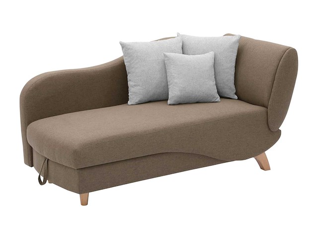 Cabriolet linker chaise longue in bruine stof met opbergdoos - afbeelding 5 van  10