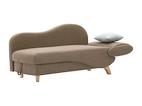 Cabriolet linker chaise longue in bruine stof met opbergdoos - afbeelding 6 van  10