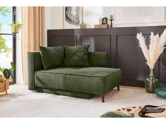 Cabriolet, rechte chaise longue - groene koordstof - afbeelding 3 van  9